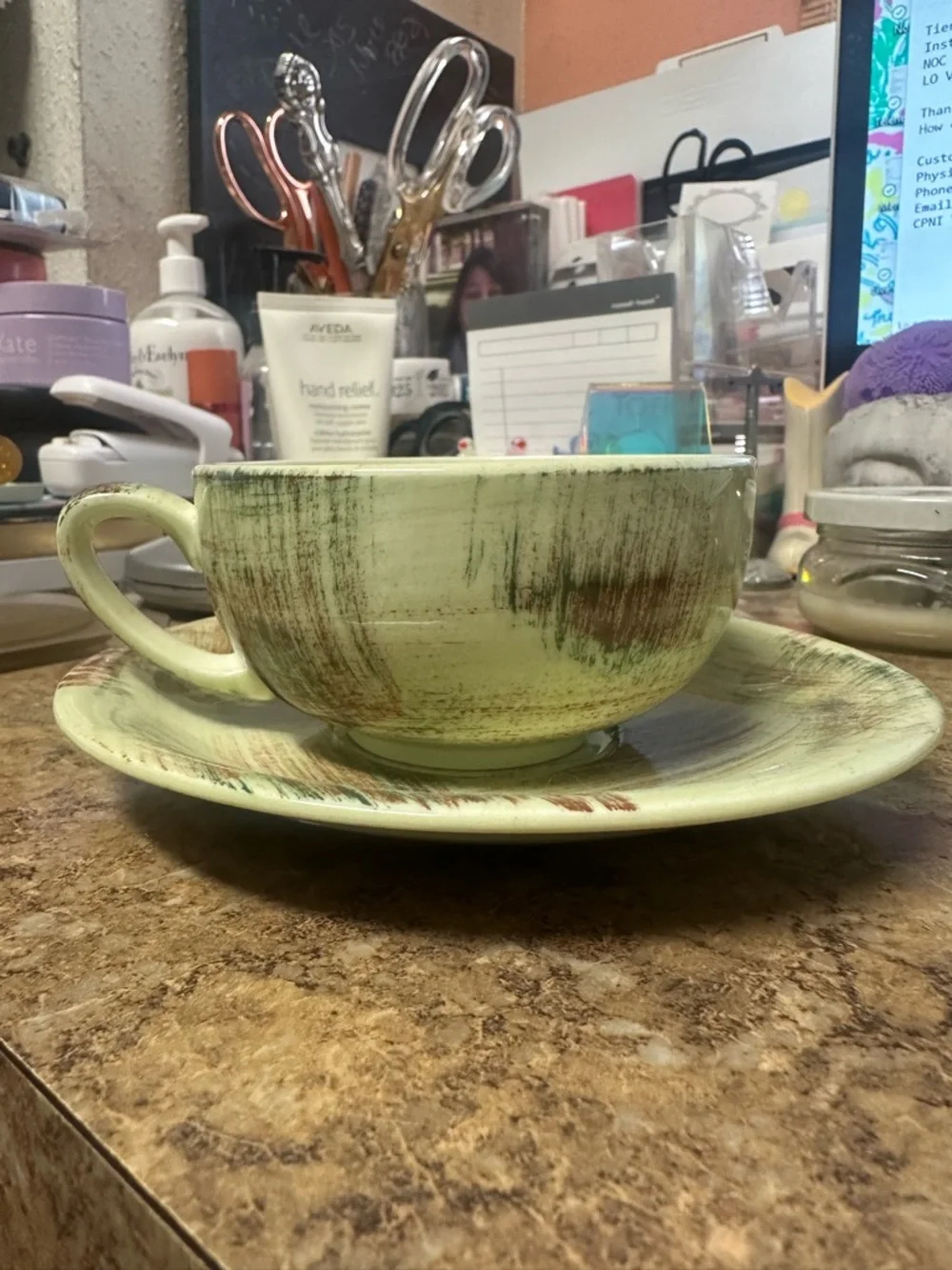 Vernon Ware Raffia Flat Cup & Saucer - Poppytrail